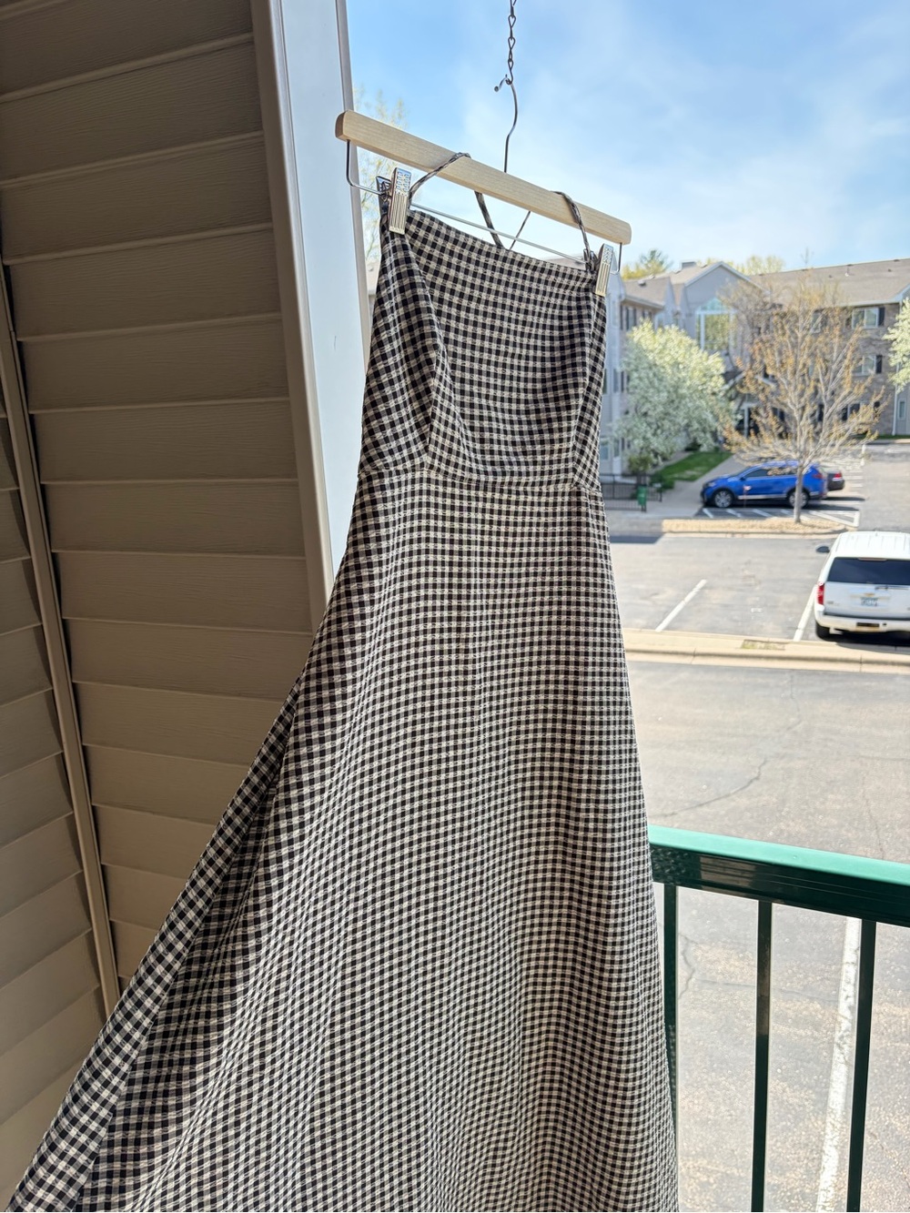 🆕 🏁Gianni Bini Gingham Maxi Dress Black White Tie Waist Casual Size 6 Sundress - Picture 5 of 17